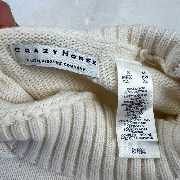 Crazy Horse by Liz Claiborne Sweater Ribbon Detail women’s size XL Off White - Picture 6 of 6
